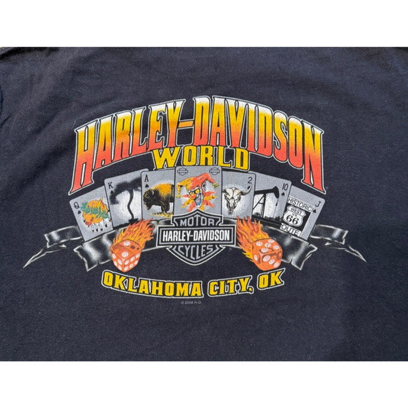 Vintage Harley Davidson Tee Mens Oklahoma City 2000's Back Front Hit Size L - Picture 3 of 8